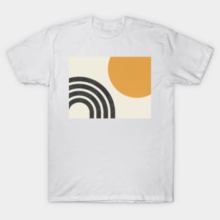 Mid Century Modern Gold - Sun & Rainbow Horizon T-Shirt